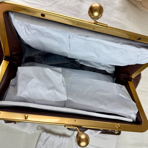 COACH Large Kisslock Frame Bag, Wallet, Bag Chain NEW W/TAGS Dark Brown CBR51 - Picture 3 of 15